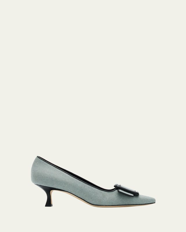 Maysale 50 Buckle Kitten-Heel Pumps